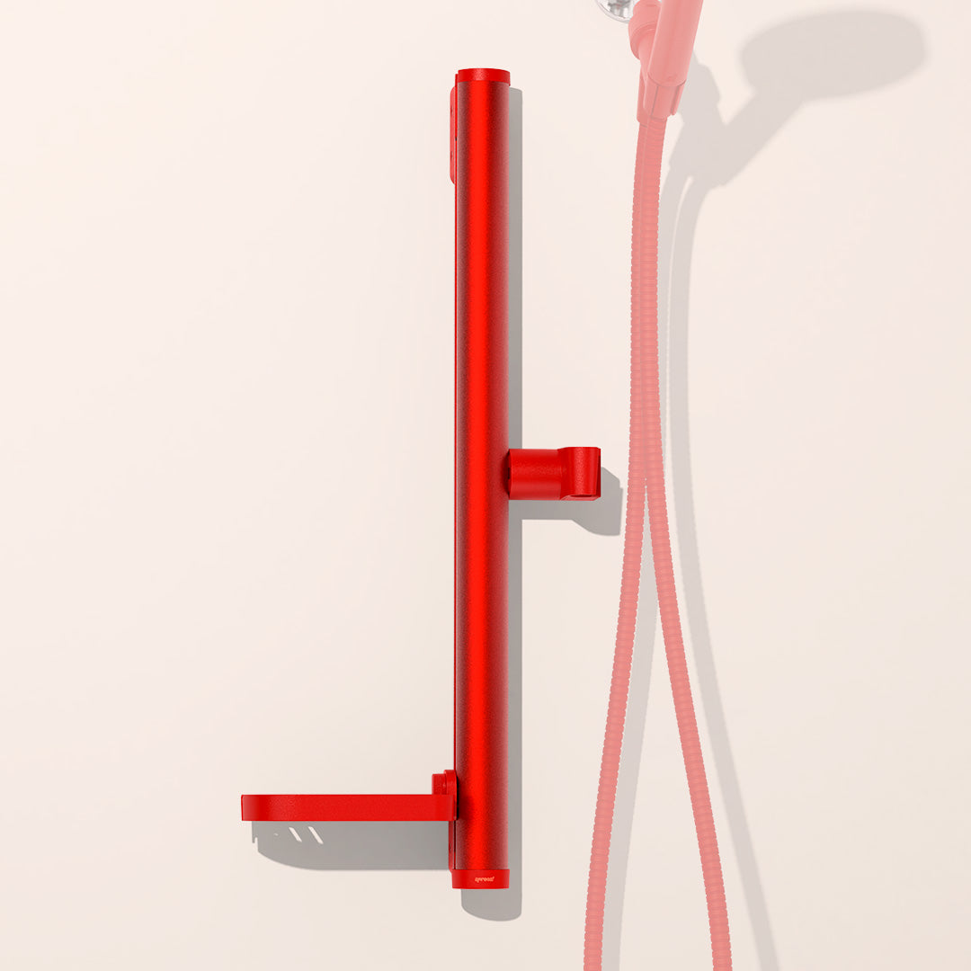 The red sproos! slide bar is a perfect upgrade for your hand shower.