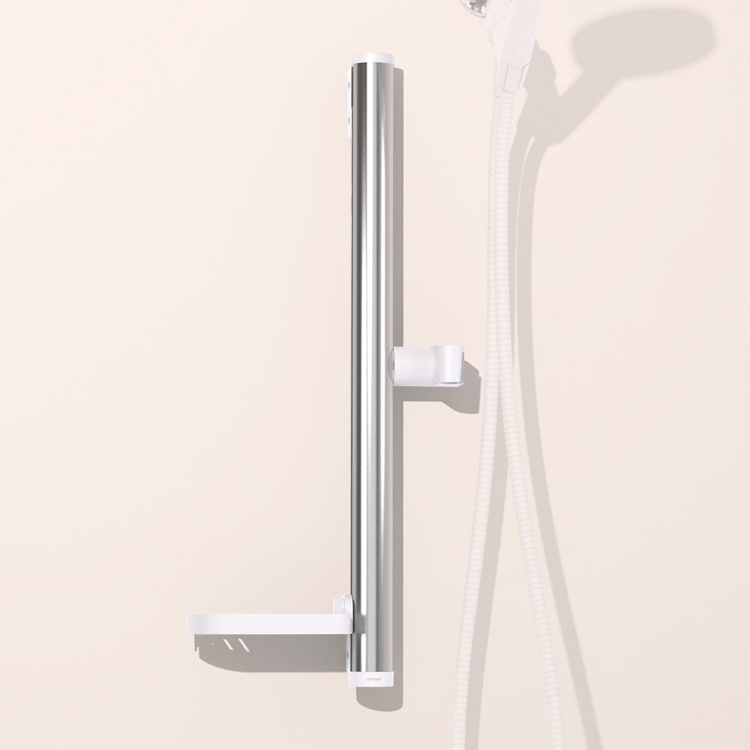 The white sproos! slide bar is a perfect upgrade for your hand shower.